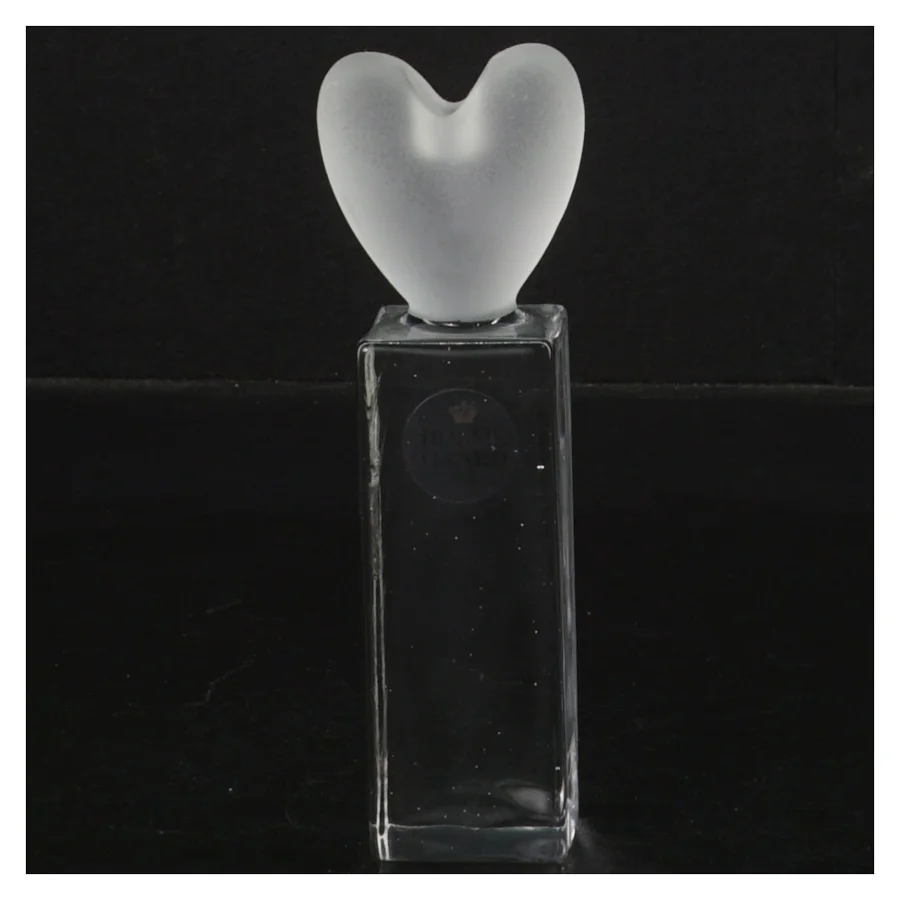 Glaskunst hjerteformet med satinfinish fra Holmegaard (str. 12 cm)
