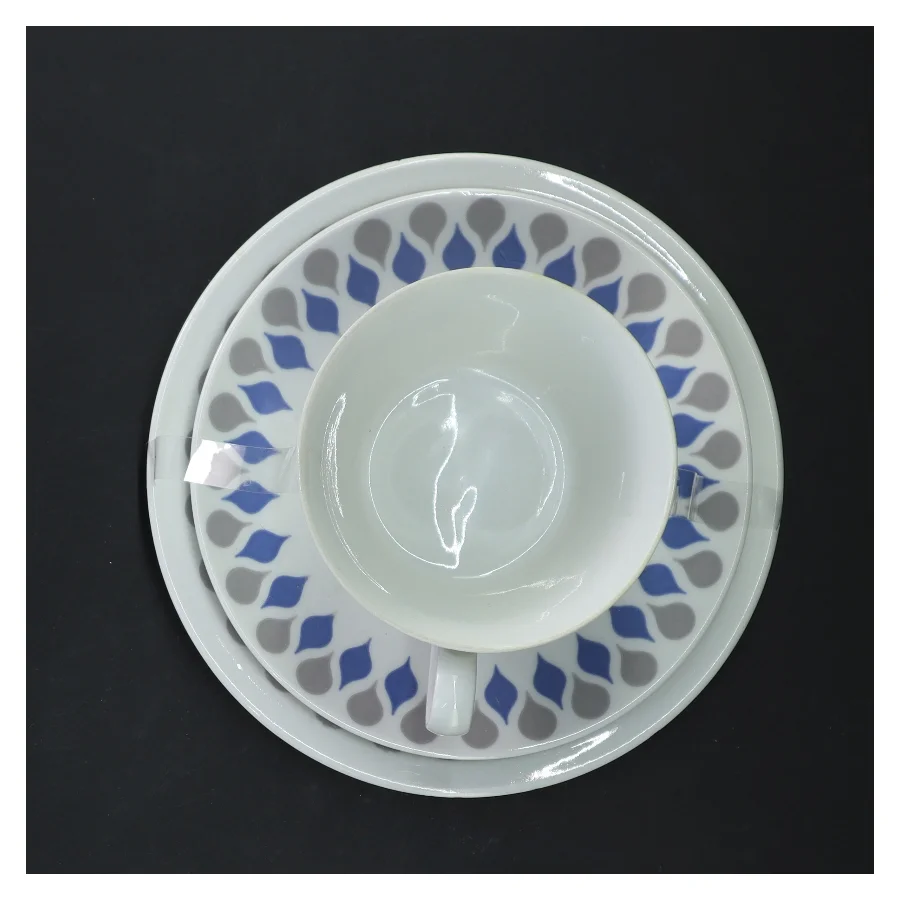 Blå dråbe fra Lymgby Porcelæns Thekop med tallerken (str. Ø 10-18 cm)