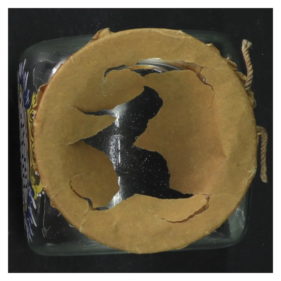 Apoteker krukke  med dekorativtiket og papirforsegling