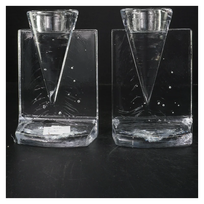 Lysestager i klart glas (str. 19 cm)