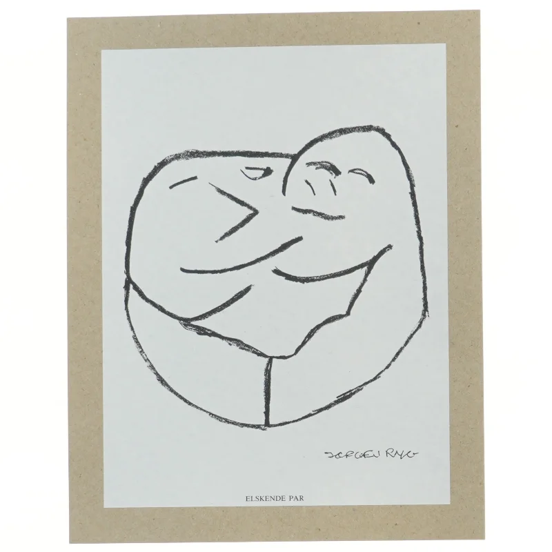 Tegning af elskende par fra Jørgen Ryg (str. 30,5x24 cm)