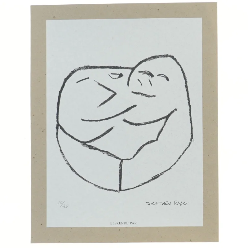 Kunsttryk: Elskende Par af Jørgen Ryg (str. 30,5x24 cm)