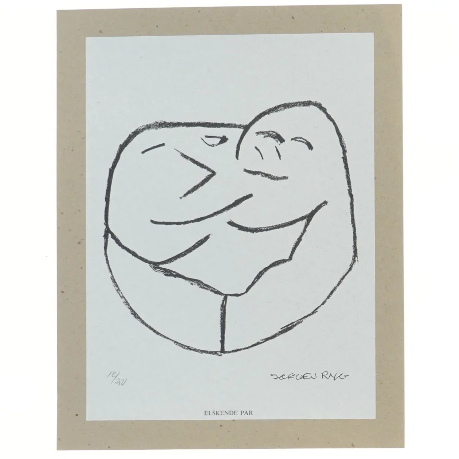 Kunsttryk: Elskende Par af Jørgen Ryg (str. 30,5x24 cm)
