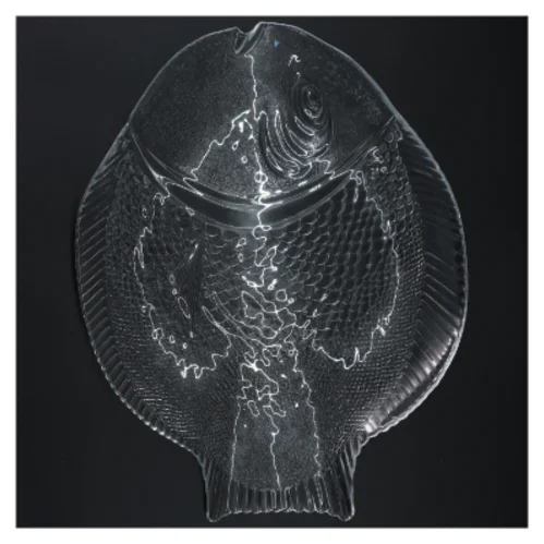 Glasfisk tallerken  (str. 34 x. 26 cm). 4 stk 275