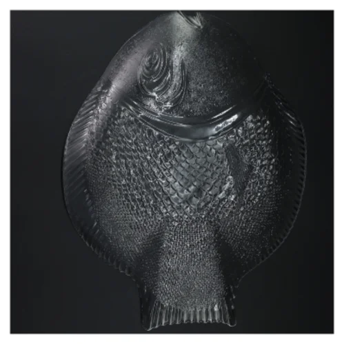 Glasfisk tallerken  (str. 34 x. 26 cm). 4 stk 275