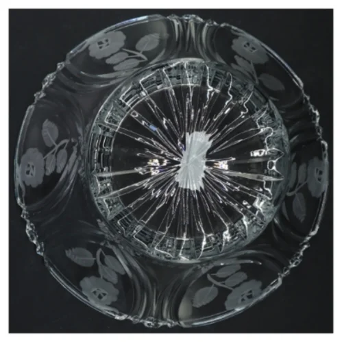 Krystalskål med slebne blomster (str. 22,5 cm)