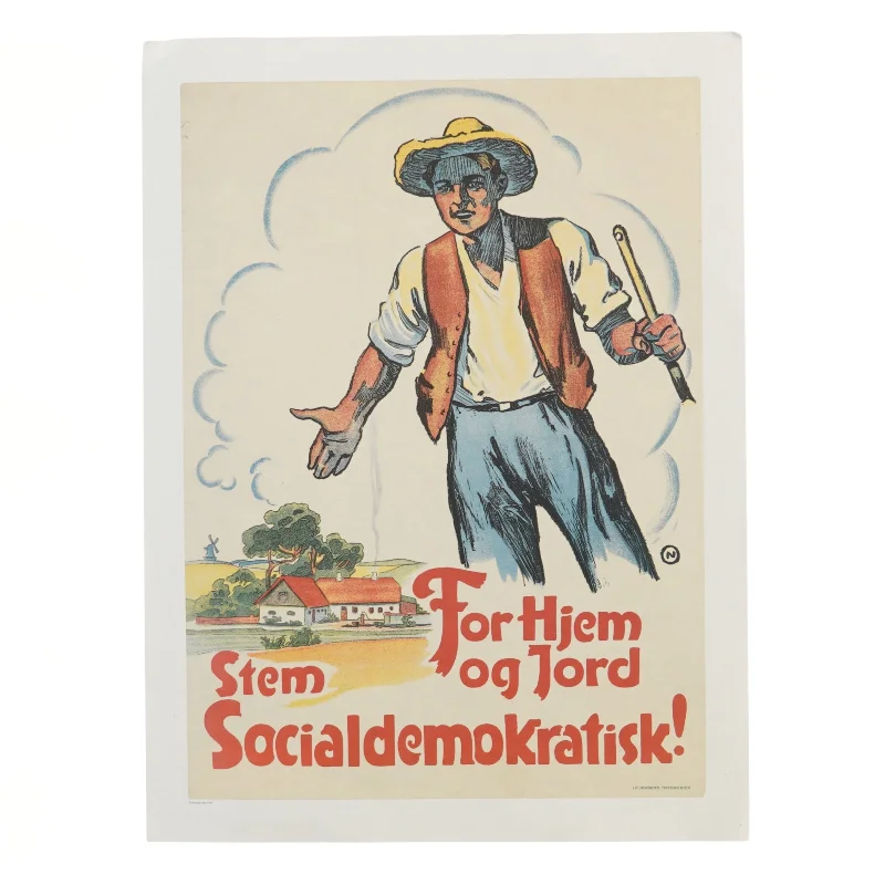 Vintage socialdemokratisk plakat (str. 30x40 cm)