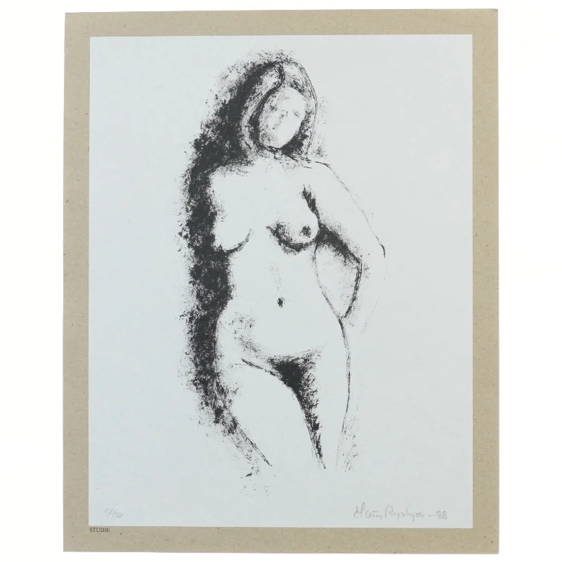  Studie billede kvinde signet claus Ryskjær (str. 34x42 cm)