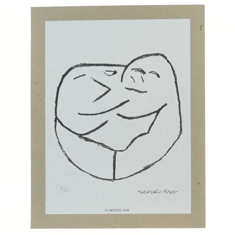 Grafisk kunsttryk 'Elskende Par' 30,5x24 cm af Jørgen Ryg (str. 30,5x24 cm)