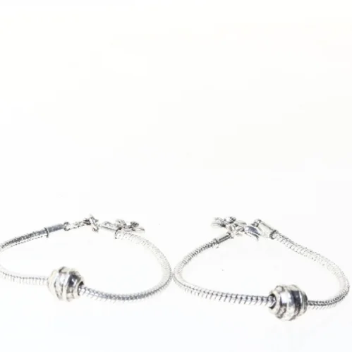 Sølv armbånd med blomster vedhæng (str. 2 stk 17,5 cm)