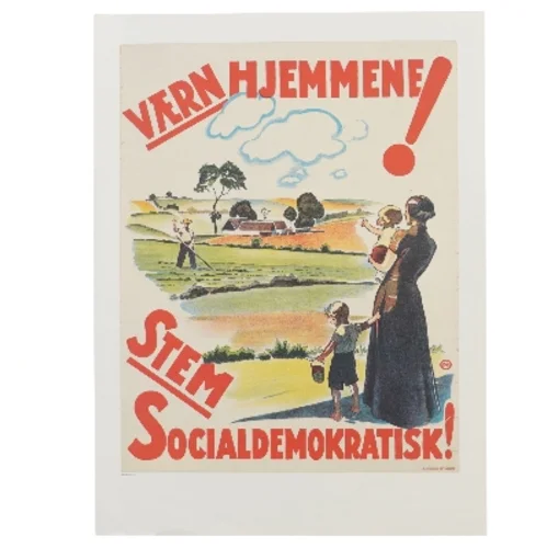 Plakat med politisk budskab (str. 40x30 cm)