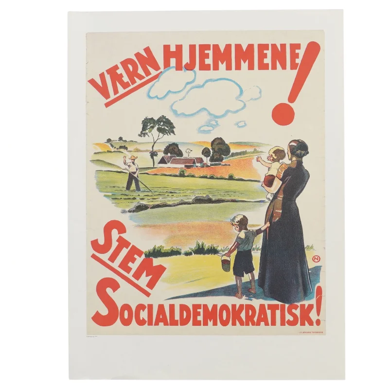 Plakat med politisk budskab (str. 40x30 cm)