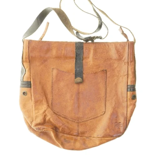 Brun lædertaske fra RE (str. 35x38 cm)