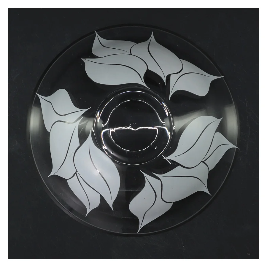 Glas skål med bladdesign (str. Ø 16 cm)