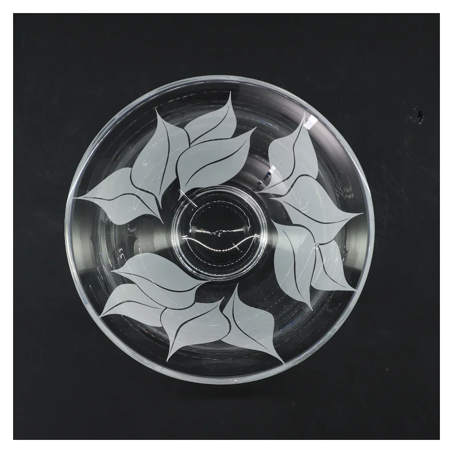 Glas skål med bladdesign (str. Ø 16 cm)