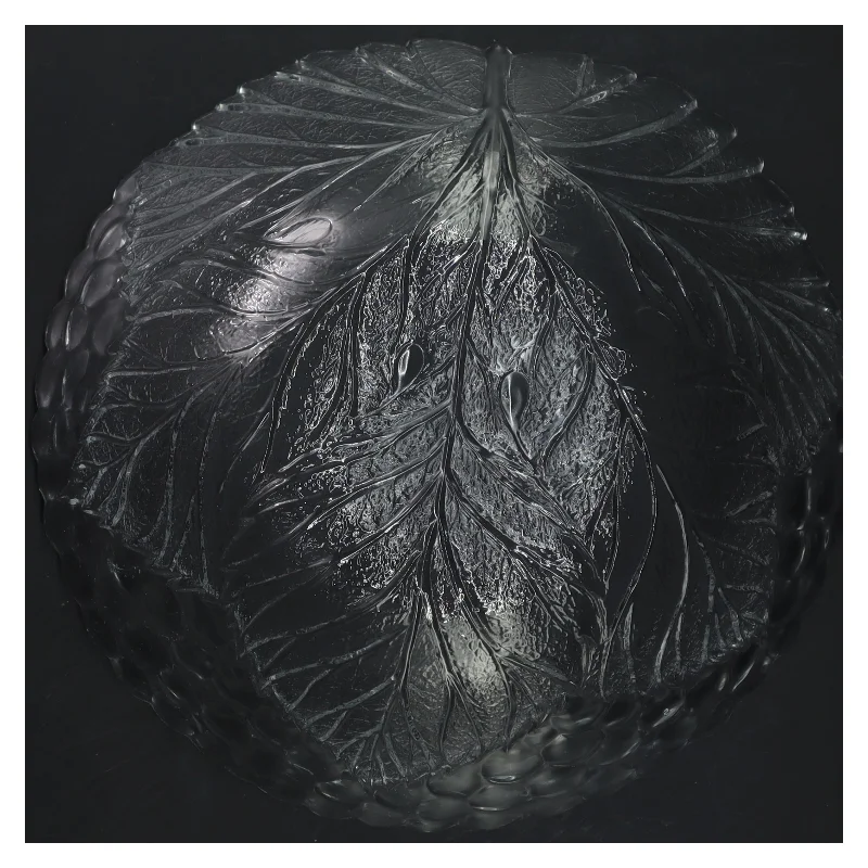 Glasskål med bladmønster (str. Ø 23 cm)