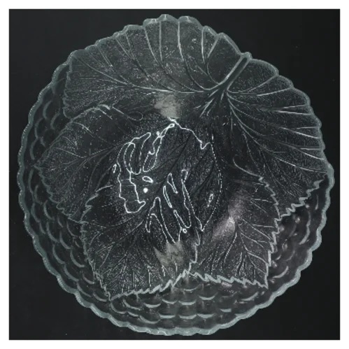 Glasskål med bladmønster (str. Ø 23 cm)