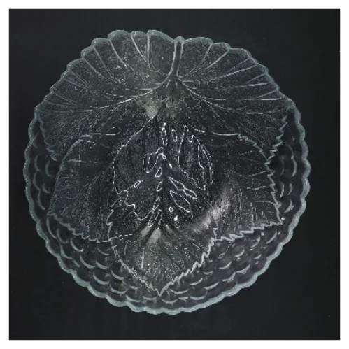 Glas skål med bladmønster (str. Ø 23 cm)