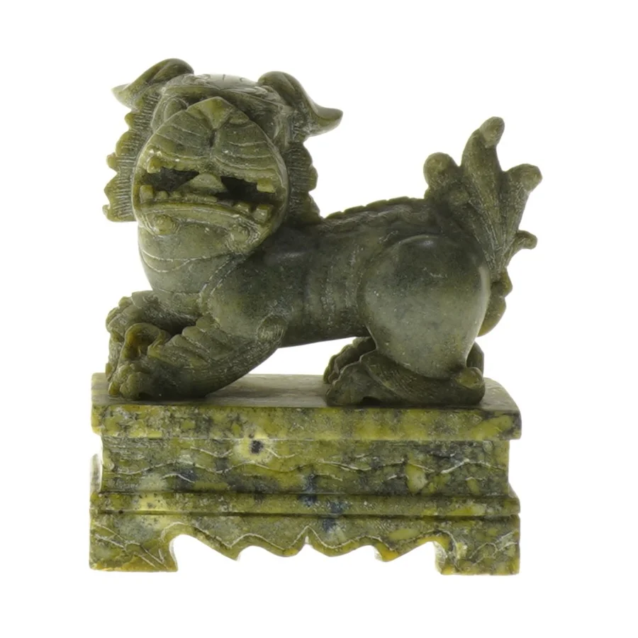 Stenfigur af kinesisk løve eller foo hund (str. 10,5 cm)