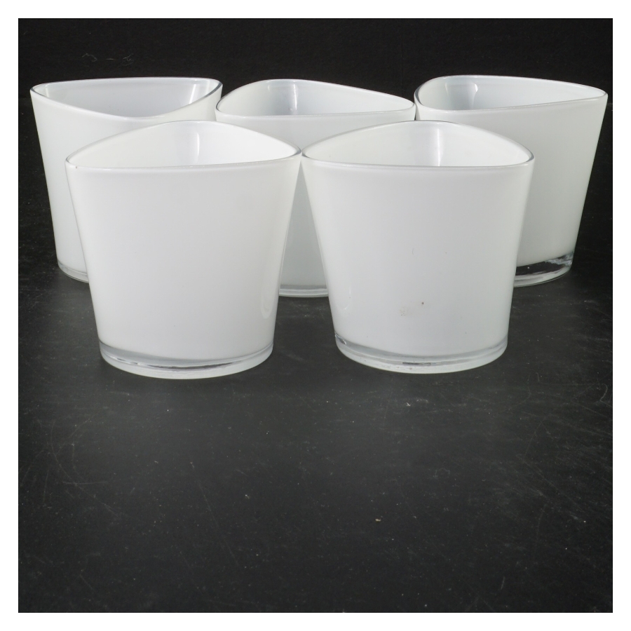 Sæt med 5 trekantede glaslysestager (str. 5 styk. 8 cm)