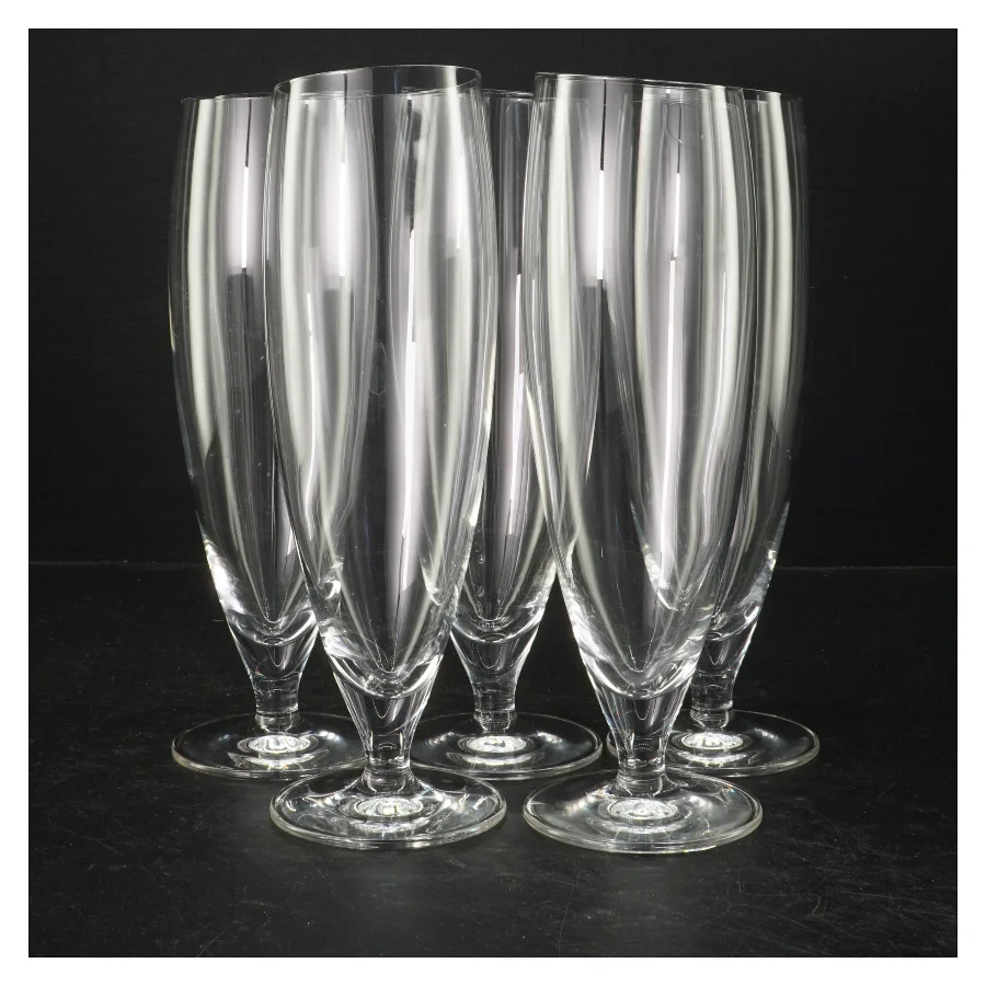 Fem flotte ølglas fra Eva Solo (str. Ø. 7 cm. længde, 23 cm. 5 styk)