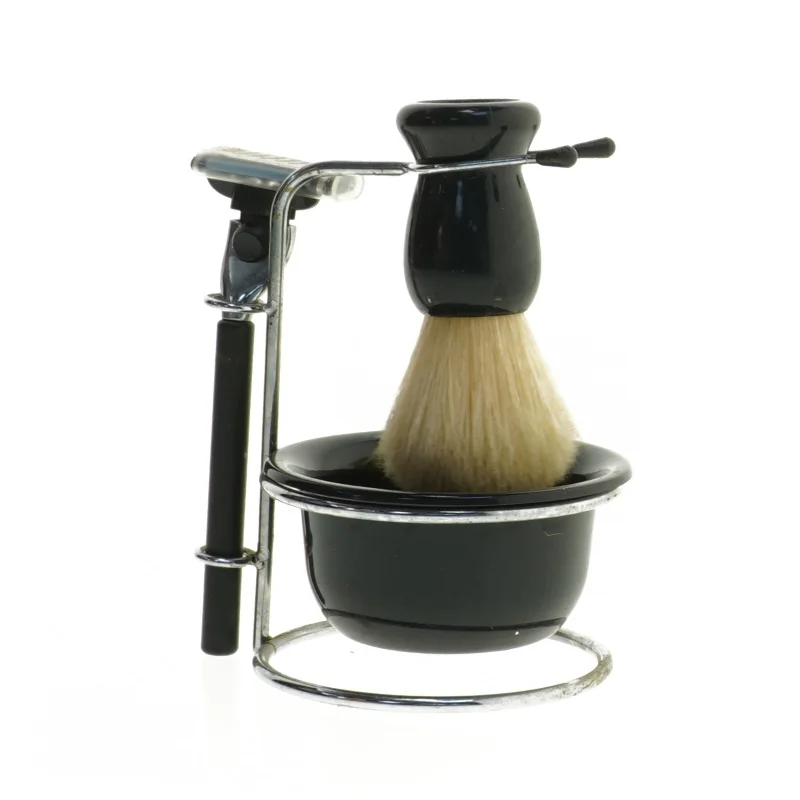 Barbersæt med barberkost og holder (str. 15 cm)