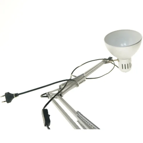 Hvid/metallic arkitektlampe med justerbar arm (str. 80 cm)
