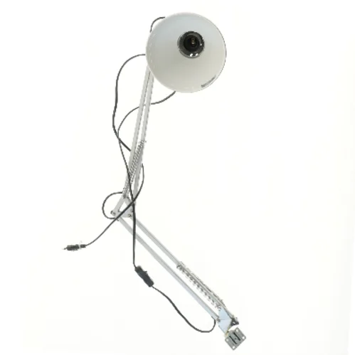 Hvid/metallic arkitektlampe med justerbar arm (str. 80 cm)