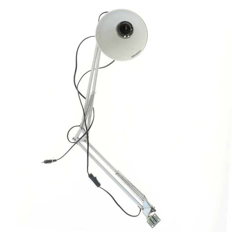 Hvid/metallic arkitektlampe med justerbar arm (str. 80 cm)