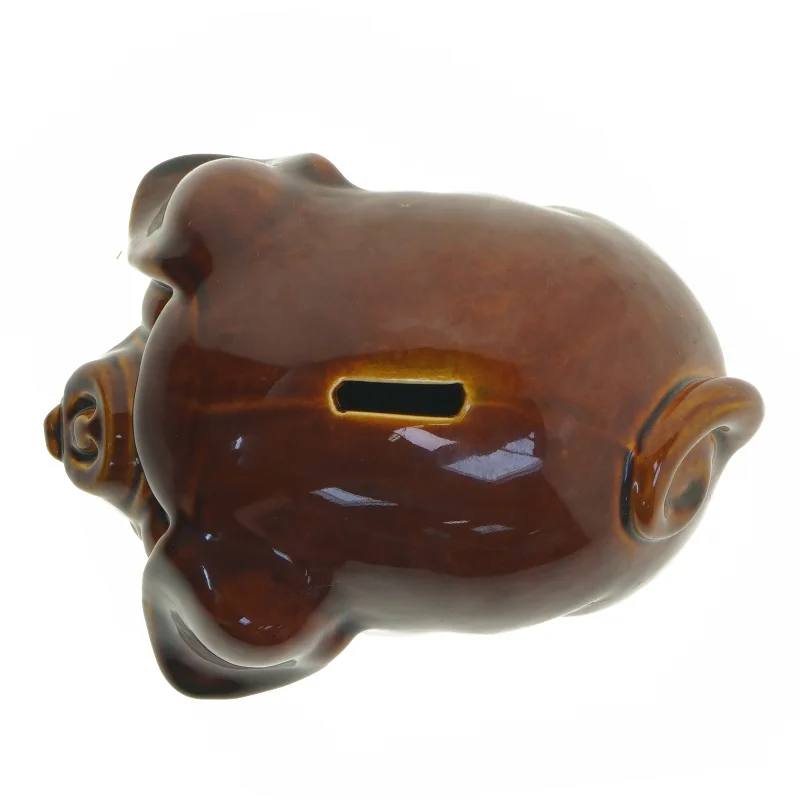 Keramisk sparegris i brun (str. 21 cm)