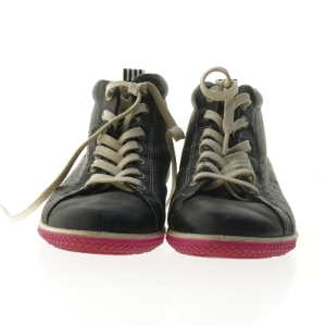 ECCO Sorte sko med hvide snørebånd og rød sål fra Ecco (str. 39 )