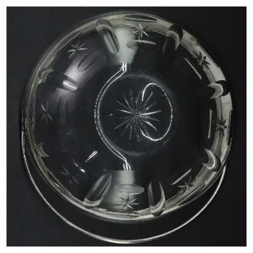 Antik Glasskål med metalkant og håndtag (str. Ø 18,5 cm)