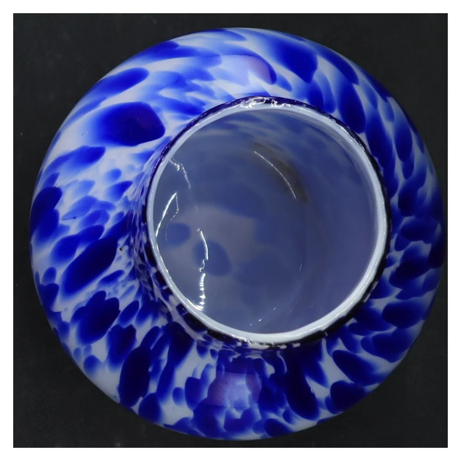 Blåt glaskunstvase (str. 17 cm)