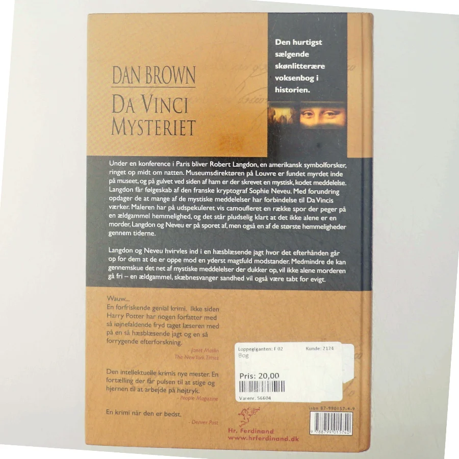 Da Vinci Mysteriet af Dan Brown (Bog)