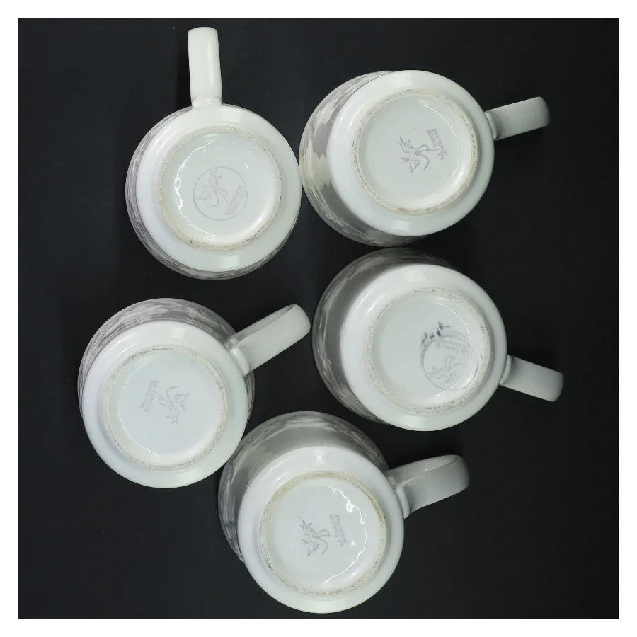  5 hvide krus fra  LA FENICE Design Italy (str. 9x10 cm)