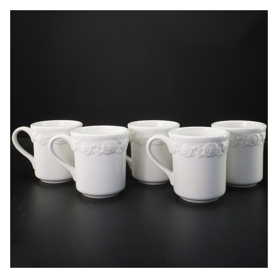  5 hvide krus fra  LA FENICE Design Italy (str. 9x10 cm)