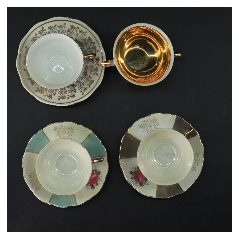 5 smukke Vintage porcelænskopper og underkopper sæt (str. 5 stk Ø 7,5 & 12 cm)