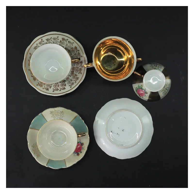 5 smukke Vintage porcelænskopper og underkopper sæt (str. 5 stk Ø 7,5 & 12 cm)