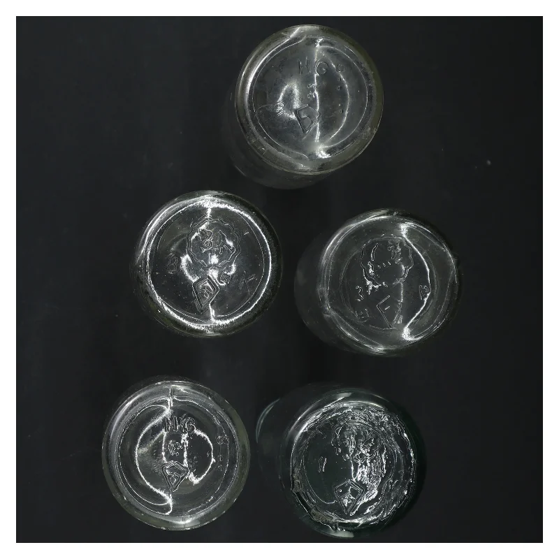 5 Genbrugsglasflasker (str. H. 19 cm. 250 ml)