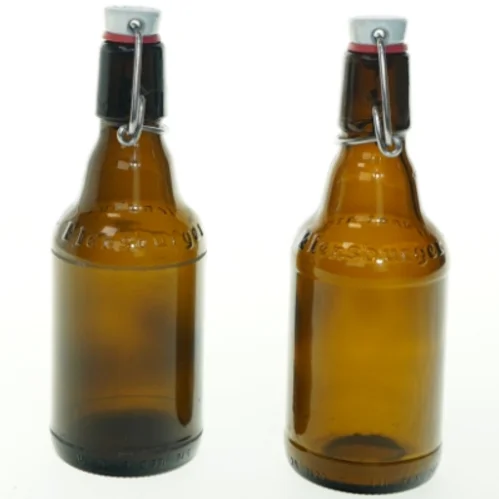 Genbrugsglasflaske med patentprop fra Flensburger Brauerei (str. 33 ml)