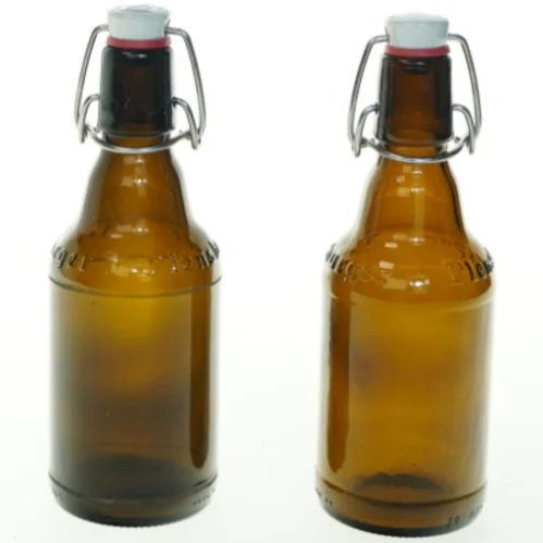 Genbrugsglasflaske med patentprop fra Flensburger Brauerei (str. 33 ml)