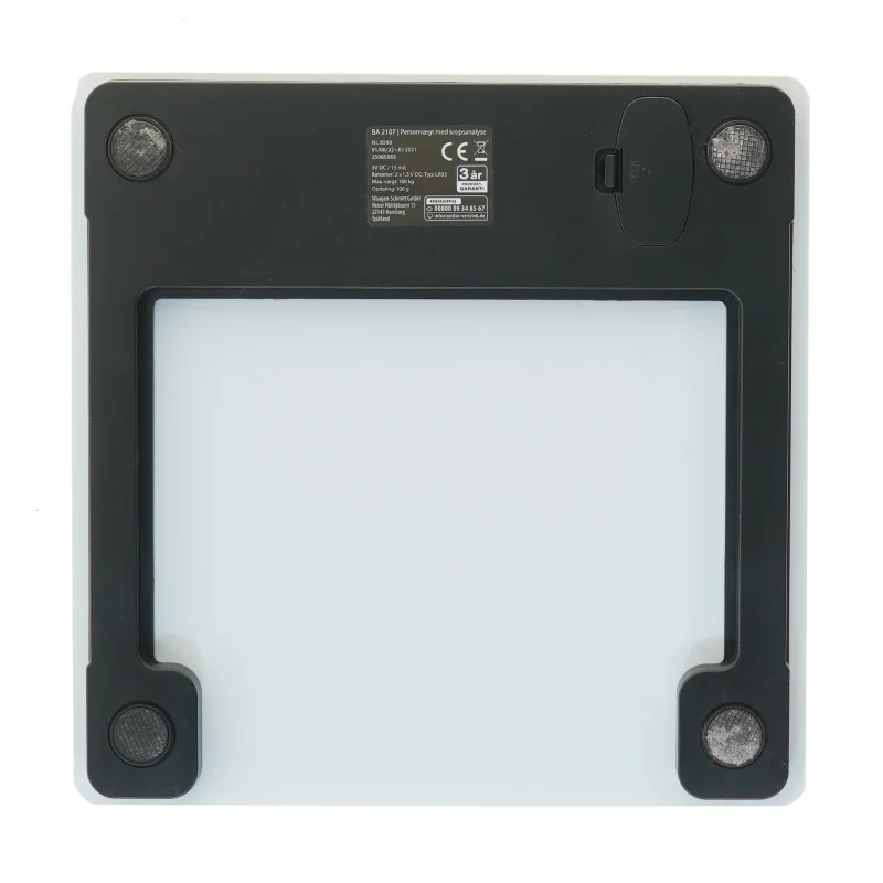Digitale badevægt med kropanalyse fra Quigg (str. 2x30x30 cm)