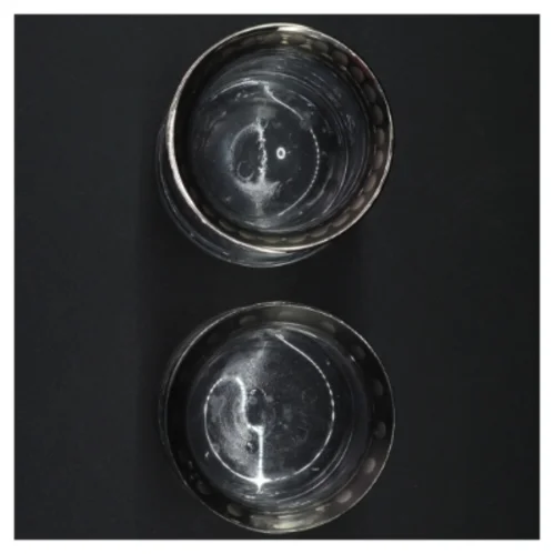 Glasvaser med sølvfarvet kant (str. 9 x 9,5 cm)