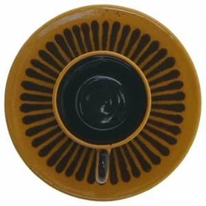 Retro Kaffekop med underkop (str. Tallerken. ø. 11,5 cm. kop. ø. 5,5 cm. længde. 5,5 cm)