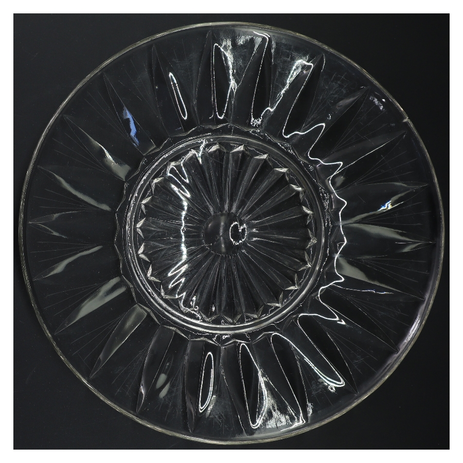 Antikt Glasfad (str. Ø 29 cm)