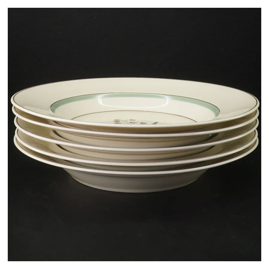 Grøn Melodi.  Sæt af porcelænstallerkener med blomsterdesign fra Royal Copenhagen (str. Ø. 24,5 cm)