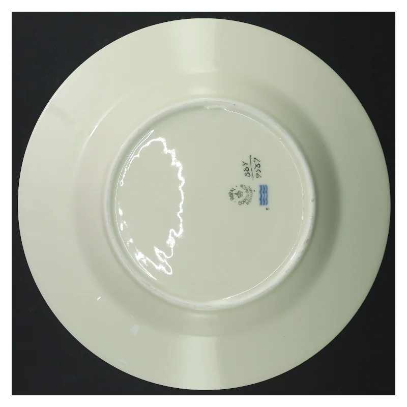 Grøn Melodi.  Sæt af porcelænstallerkener med blomsterdesign fra Royal Copenhagen (str. Ø. 24,5 cm)