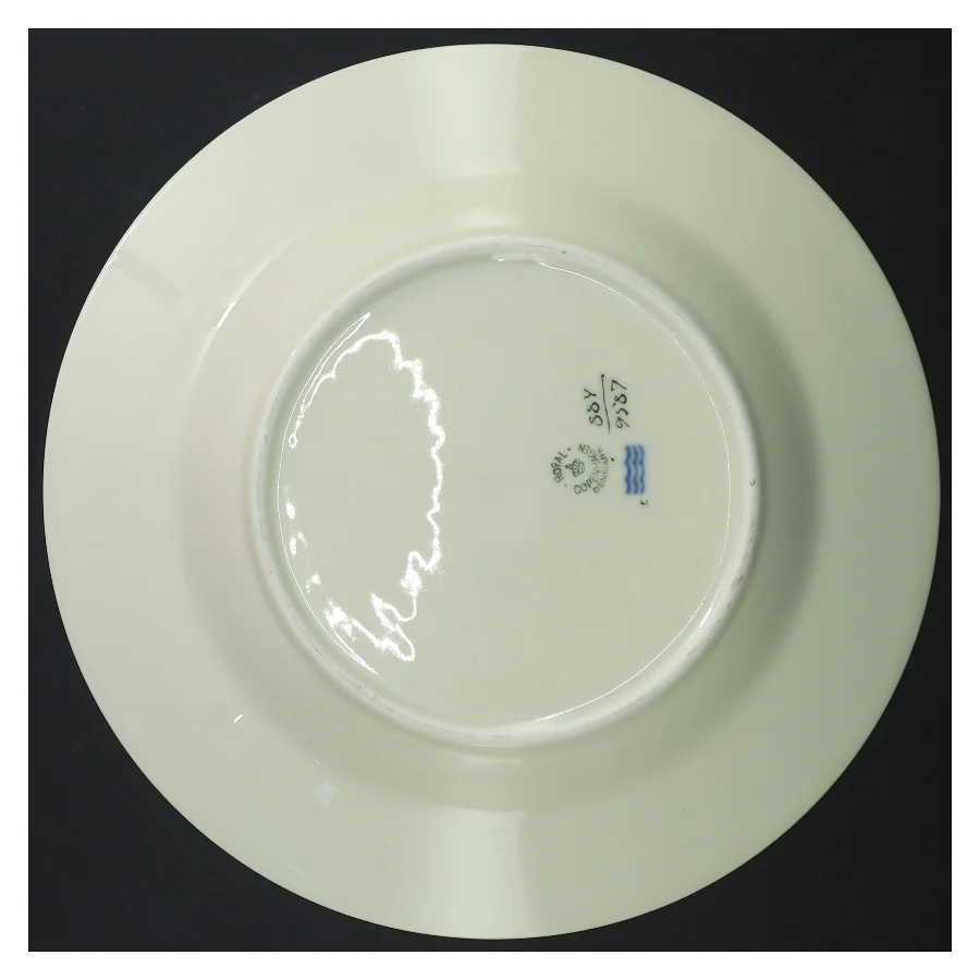 Grøn Melodi.  Sæt af porcelænstallerkener med blomsterdesign fra Royal Copenhagen (str. Ø. 24,5 cm)