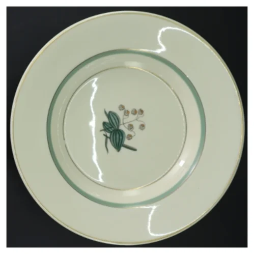 Grøn Melodi.  Sæt af porcelænstallerkener med blomsterdesign fra Royal Copenhagen (str. Ø. 24,5 cm)