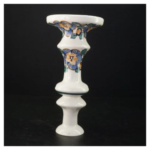 Porcelænslysestage med blomstermotiv (str. 25,5 x 13 cm)